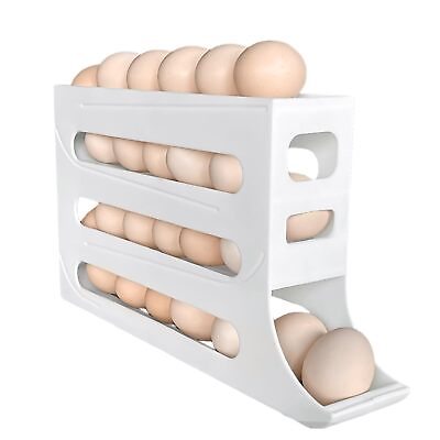 #ad 30 Egg Auto Rolling Fridge Organizer Space Saving Dispenser for Refrigerator $31.19