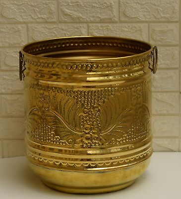 #ad Gold Brass Morocco Bucket with round handles Gardening amp; Plants Flower Pot $273.90