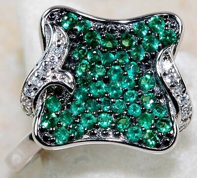 #ad 2CT Emerald amp; Topaz 925 Solid Sterling Silver Ring Jewelry Sz 8 NB3 6 $33.99