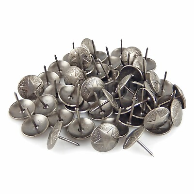 #ad 50 Round Star Leather Tacks Upholstery Framing Nails Antique Silver 7 8 in Head $34.95