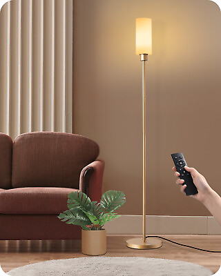 #ad EDISHINE LED Corner Floor Lamp with Glass LampshadeMetal Dimmable Lamp 5 CCT $50.99