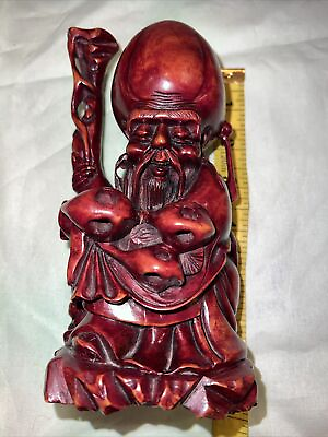 #ad Unique Antique Chinese Carved Hardwood Shouxing God Of Longevity . Slight Damage $250.00