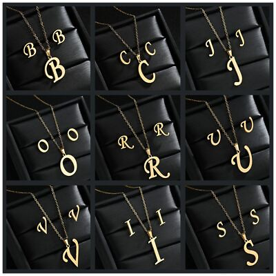 #ad Necklace Earring Set Stainless Steel Initials Necklace Earrings Jewelry Sets $10.77