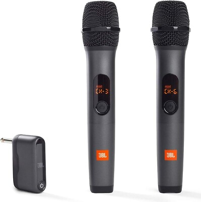 #ad JBL Wireless Two Microphone System with Dual Channel Receiver Black $69.99