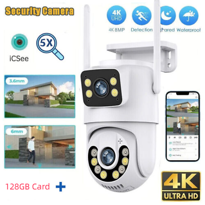 #ad ICSee WiFi Wireless IP Camera Dual Lens FHD CCTV PTZ Home Outdoor Security Cam $35.99