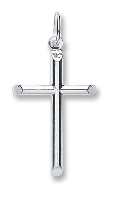 #ad Silver Cross Pendant Tubular Design 925 Hallmark $37.05