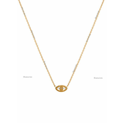 #ad Solid Mini Gold Evil Eye Pendant Necklace inSolid 14k Yellow Gold Christmas Gift $245.76