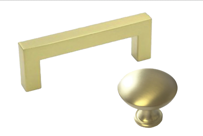 #ad Round Knob Square Bar Pull Handle Kitchen Bath Cabinet Hardware Matte Gold Brass $166.18