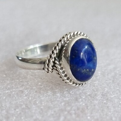 #ad Lapis Lazuli 925 Sterling Silver Cabochon Oval Shaped Handmade Genuine Ring $10.63
