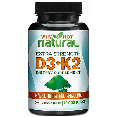 #ad Vitamin D3K2 with Organic Spirulina 10000 IU Extra Strength Supplement in Veggie $31.16