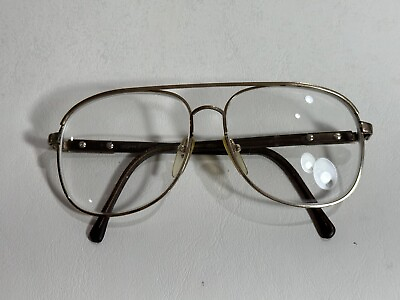 #ad Vintage Luxottica Director Aviator Eyeglass Frames 56▫️18 Gold Plated Eyeglasses $29.95