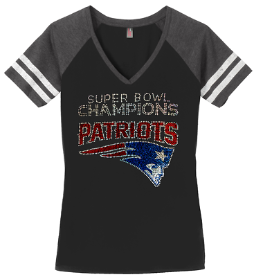 #ad Women#x27;s New England Patriots Super Bowl Champions Football Ladies V neck Shirt $26.99