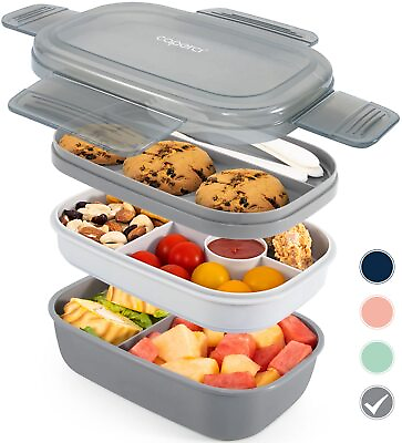 #ad Stackable Bento Box Adult Lunch Box 3 Layers All in One Lunch Containers wi... $17.52