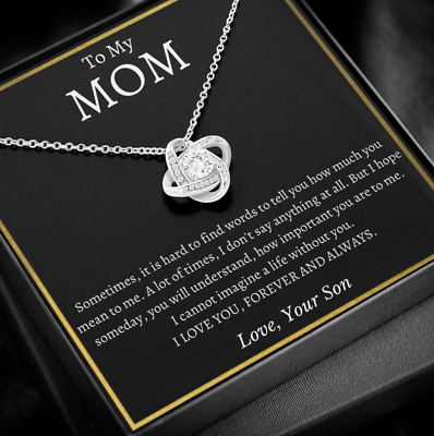 #ad To My Mom Necklace Mama Gift From Son For Birthday I Love Mom Mother Day Gift $28.99