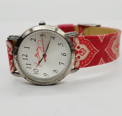 #ad Vera Bradley Watch Women Round Dial Tone RED Floral Band New Battery $17.32