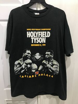 #ad Vintage Style Iron Mike Tyson vs holyfield boxing 1991 classic t shirt $22.99