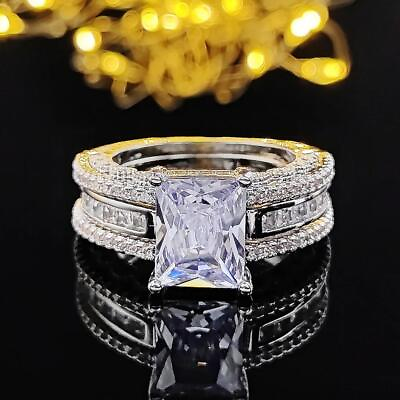 #ad 2024 New Arrival Luxury Princess Silver Color Bride Wedding Ring Set for Women L $9.99