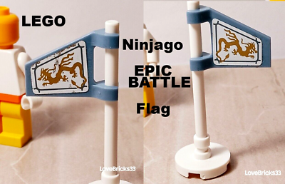 #ad LEGO Battle Flag NINAJGO Gold Full DRAGON Sticker Two Sides Free New Pole Stand $2.31