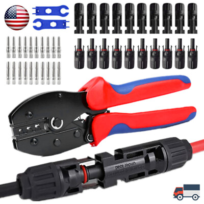 #ad 12PCS Solar Panel Cable Connector Crimper PV Crimping Pliers Cable Terminal Tool $9.95