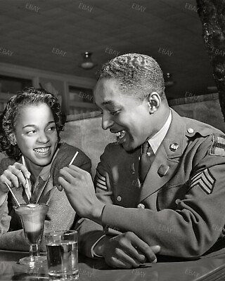 #ad 8x10 Poster Print 40s African American Couple Woman Man Soldier Sergeant Army $11.02