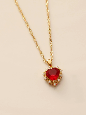 #ad Womens Necklace Heart Pendant Fashion Jewelry Gemstone Rhinestone Chain Party $3.99