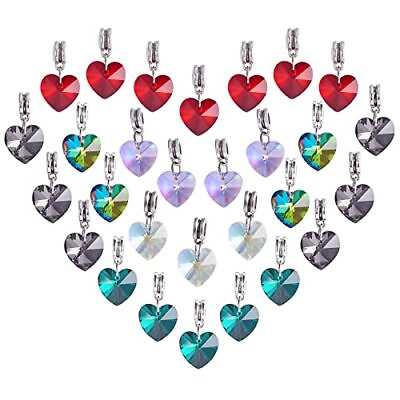 #ad 6 Colors Heart Glass Charms 30pcs Faceted Heart Pendants Valentine Charms Cry... $17.03