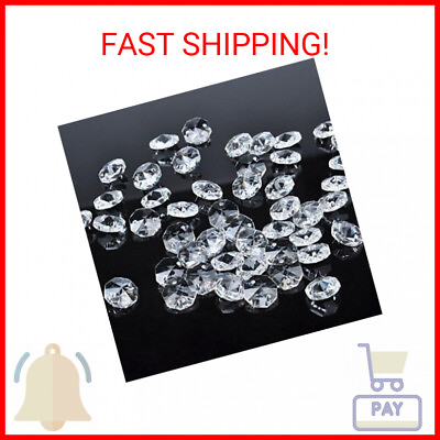 #ad #ad Hamp;D 50pcs 18mm Clear Crystal 2 Hole Octagon Beads Glass Chandelier Prisms Lamp H $12.75