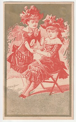 #ad 1880s Meriden Connecticut CT Girls amp; Dolls Furniture Shop Antique Victorian Card $19.00