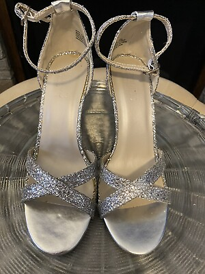 #ad David’s Bridal Silver heels open toe $10.00