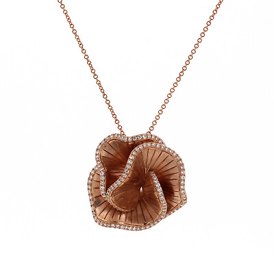 #ad EFFY Pave Rose 14K Rose Gold Diamond Pendant Chain Necklace 0.85 CTW Cable 18quot; $2849.99