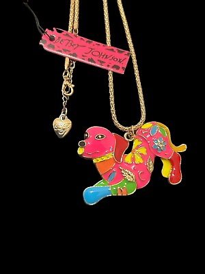 #ad Betsey Johnson Colorful Enamel Dog Necklace $22.99
