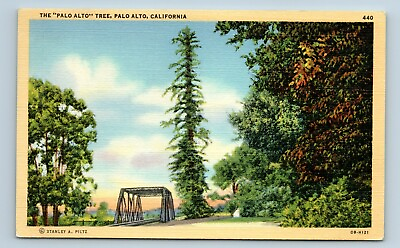 #ad Postcard The Palo Alto Tree Palo Alto California linen R90 $9.97