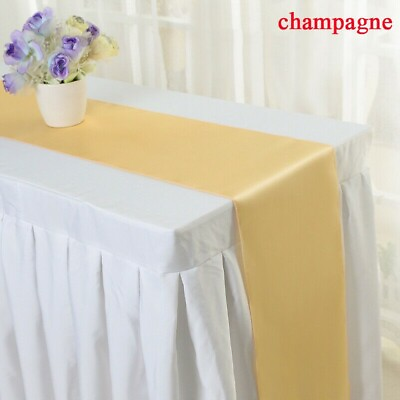 #ad 30x275cm Satin Table Runners Cloth Tablecloth Wedding Party Banquet Decor Modern $25.10