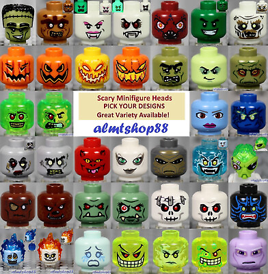 #ad LEGO Minifigure Heads PICK YOUR STYLE Monster Zombie Halloween Scary Alien $1.19