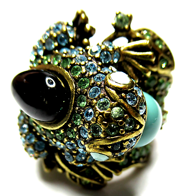 #ad HEIDI DAUS Gorgeous Crystal amp; Cabochon Leaping Frog Ring Size 7.5 $99.99