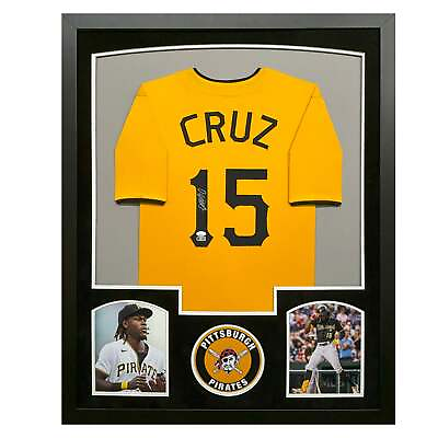 #ad Oneil Cruz Signed Pittsburgh Yellow Custom Suede Matte Framed Baseball Jersey J $339.95