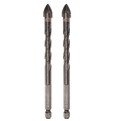 #ad 2pcs Titanium Masonry Drill Bit 10mm Concrete Drill Bit with Hex Shank $8.85