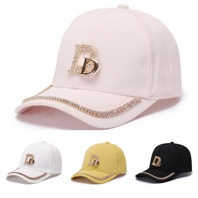 #ad 1pc Rhinestone Cotton Snapback Caps Letter D Baseball Caps Women Fashion Headwea $15.44