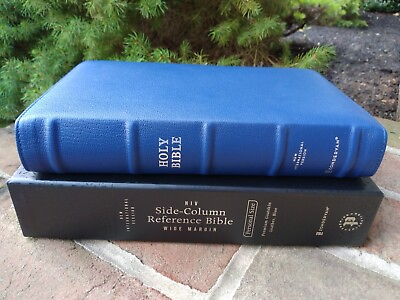 #ad NIV Single Column Ref Wide Margin Personal Bible $229.99 Retail Blue Goatskin $149.99