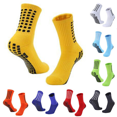 #ad Men Sport Socks Anti Slip Football Basketball Sock Breathable Sweat absorption $4.89