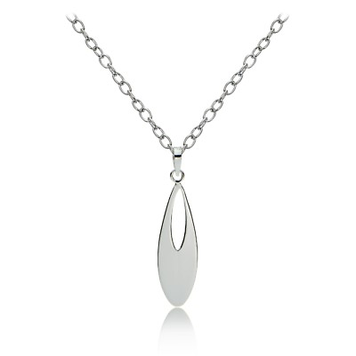 #ad Sterling Silver Elongated Drop Polished Necklace $12.99
