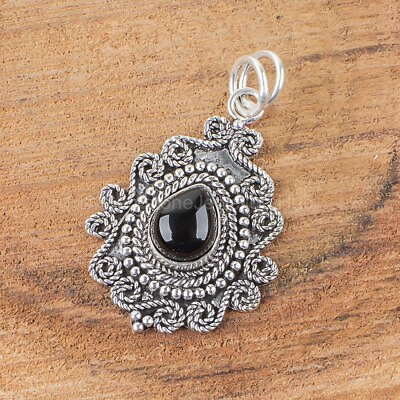 #ad Natural Tourmaline Gemstone Pendant Black 925 Sterling Silver Indian Jewelry $14.57