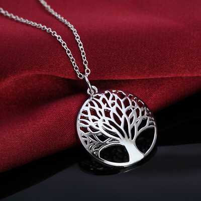 #ad 925 Sterling Silver Necklace Jewelry Charm tree of Life women Fashion Cute charm C $2.58