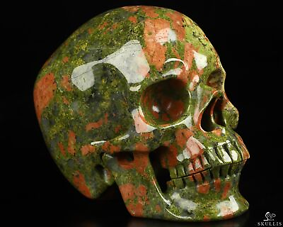 #ad 5.0quot; Pink amp; Green Unakite Hand Carved Crystal Skull Super Realistic Healing $329.00