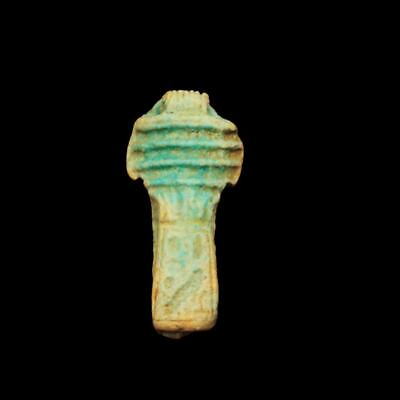 #ad UNIQUE Antique Faience Amulet Figurine of Ancient Egyptian Djed Pillar...SMALL $25.00