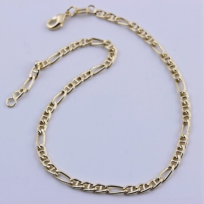 #ad Women Gold Filled 3mm Gold Figaro Chain Non Fade Color Anklet Foot Bracelet 9.5quot; $14.50