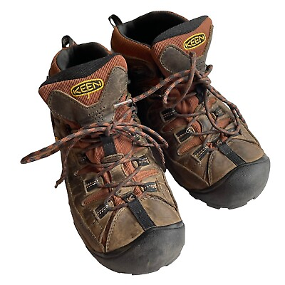 #ad KEEN Targhee II Boots Mens 8 Waterproof Leather Mid Top Hiking Shitake 1013265 $39.98