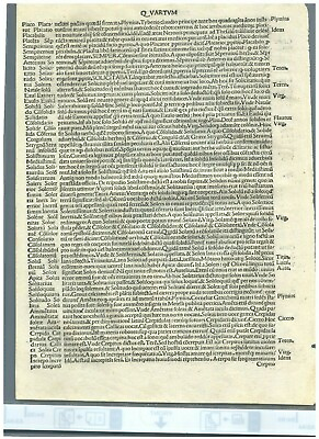#ad 1490 Bible Original Leaf quot;Cornucopiae Sive Commentarios Linguae latinaequot; $149.00