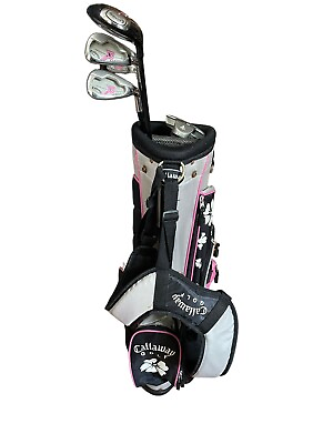 #ad Callaway XJ Series Pink Jr W Bag Loco Putter 5 Clubs Youth NEED GRIPS READ $98.00