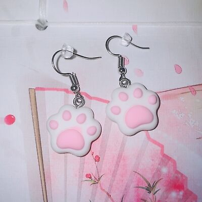 #ad Handmade Kawaii Cute Kitty Cat Paw Earrings $16.00